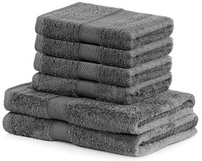 Set di 2 asciugamani grigio scuro e 4 asciugamani carbone Bamby - DecoKing