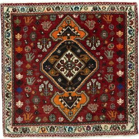 Shiraz Tappeto persiano 70 x 70 Rosso (Iran) Annodato A Mano