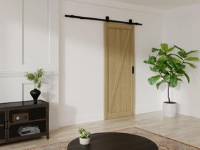 Porta scorrevole con sistema esterno muro H205 x L93 cm  in Legno e MDF Naturale chiaro - BALERMA
