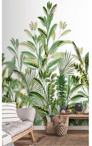 Fotomurale Piante tropicali, verde, giallo fondo bianco