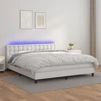 Giroletto Molle con Materasso e LED Bianco 180x200cm Similpelle 3134238