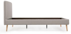 Kave Home - Letto Dyla in shearling grigio chiaro, con gambe in faggio massiccio per materasso da 160