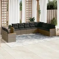 Set Divano da Giardino 10 pz con Cuscini Grigio in Polyrattancod mxl 90459