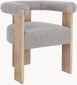 Sedia da pranzo in bouclé e legno di gomma con braccioli Agape