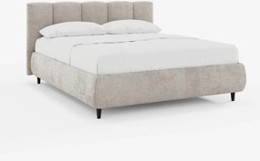 ARKAM letto imbottito con vano contenitore e testiera a lavorazione verticale - design shabby chic in tessuto certificato Oeko-Tex®