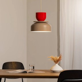 ALDEX Lampada a sospensione Uto, beige/rosso, paralume in metallo