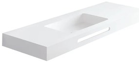 Lavabo sospeso rettangolare Zen L100 H 10 x P 46 cm in acrilico bianco