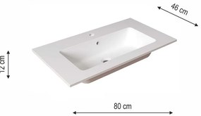 Lavabo a incasso rettangolare L 80.5 x H 14 x P 46 cm in resina bianco opaco