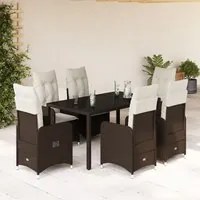 Set Bistr da Giardino 7 pz con Cuscini in Polyrattan Marrone 3277068