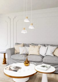 Lampada a sospensione SECO 3 PREMIUM in acciaio e legno 3xE27