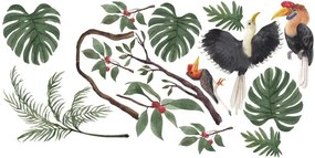 Adesivo murale per bambini uccelli nella giungla 60 x 120 cm