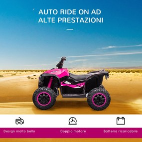 Quad Elettrico per Bambini 12V 2 Velocità Fari LED Rosa...