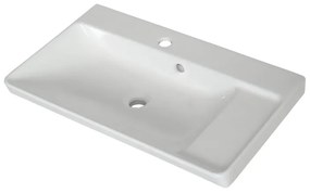 Lavabo integrale a incasso bacino al centro rettangolare Easy L 71.4 x H 15.5 x P 42.4 cm in ceramica bianco