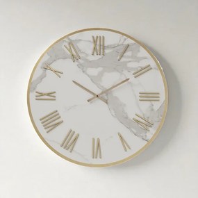 Orologio rotondo D60 cm ANSEL in kerlite Bianco con dettagli Rame
