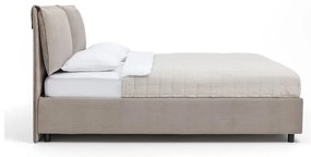 Letto matrimoniale imbottito grigio tortora con contenitore, materasso e rete inclusi 160x200 cm Myra Pillow – Bonami Selection