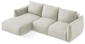 Divano angolare beige allungabile (con penisola a sinistra/con chaise lounge) Leila – Makamii