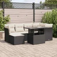 Set Divani da Giardino con Cuscini 7pz Nero Polyrattan 3326187