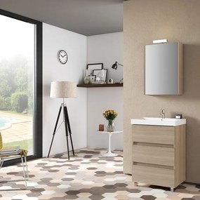 Mobile sottolavabo e lavabo Kora per vasca centrale olmo rousseau L 60 x H 89 x P 46 cm 3 cassetti