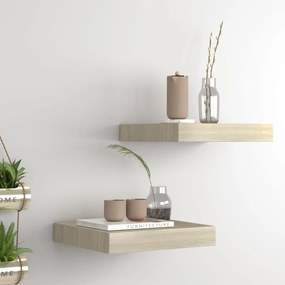 Scaffali A Parete 2 Pz Rovere 23x23,5x3,8 Cm İn Mdf /