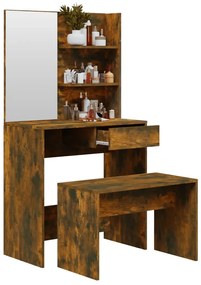 Set tavolo da toeletta rovere fumo 74,5x40x141 cm