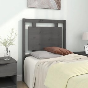 Testiera per Letto Grigia 80,5x4x100 cm Legno Massello di Pino