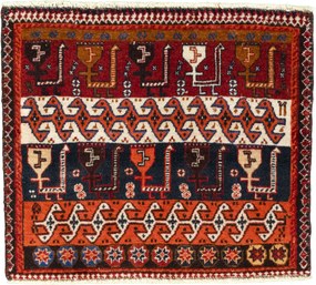 Shiraz Tappeto 60x50 Rosso (Iran) Annodato A Mano