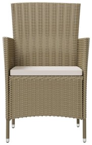 Set da Pranzo da Giardino 9 pz con Cuscini in Polyrattan Beige