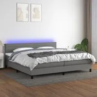 Letto a Molle Materasso e LED Grigio Scuro 200x200cm in Tessuto 3133262