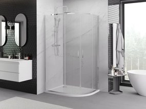 Mexen Exo cabina doccia semicircolare asimmetrica scorrevole 100 x 80 cm, trasparente, cromo - 8132-100-080-01-00