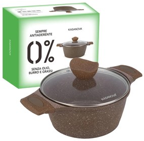 Casseruola 24 cm antiaderente 0 grassi con coperchio