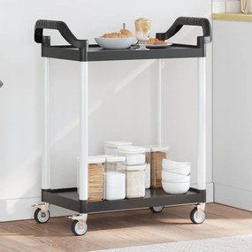 Carrello A 2 Ripiani Nero 81x41x92 Cm İn Alluminio /