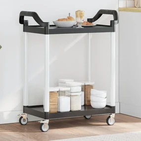 Carrello A 2 Ripiani Nero 81x41x92 Cm İn Alluminio /