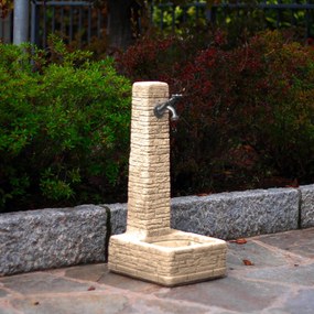 Fontana da Giardino Senza Rubinetto in Cemento Granulato di Marmo Clanezzo Nocciola...