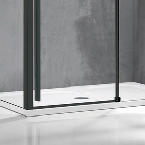 Cabina doccia 90x140 profilo nero anta scorrevole e lato fisso | KSA5000B - KAMALU