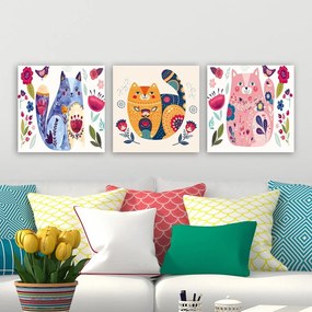 Quadri per bambini in set da 3 30x30 cm Cats - Wallity