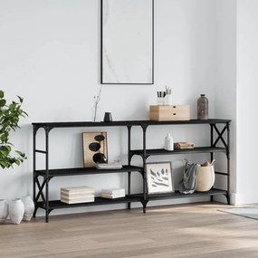 Tavolino Consolle Nero 180x29x76,5 Cm İn Legno Multistrato /