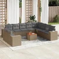 Set Divani da Giardino 11 pz con Cuscini Beige in Polyrattan 3225520