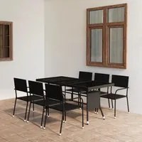 Set da Pranzo da Giardino 7 pz in Polyrattan Nero 3059448