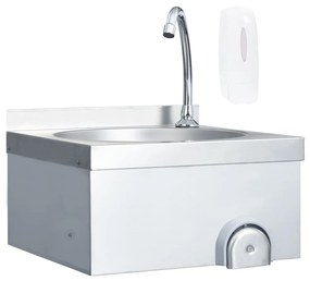 Lavandino Con Rubinetto E Dispenser Sapone İn Acciaio Inox /