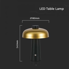 LED Lampada da tavolo ricaricabile dimmerabile LED/3W/5V 3000-6000K 1800 mAh nero/oro