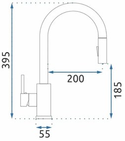 REA-B0669 - Miscelatore per lavello con doccetta estraibile FRESH 39,5 cm oro