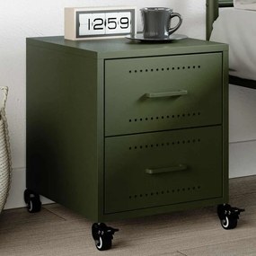 Comodino Verde Oliva 36x39x43,5 Cm İn Acciaio /