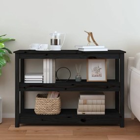 Tavolo Consolle Nero 110x40x74 cm in Legno Massello di Pino