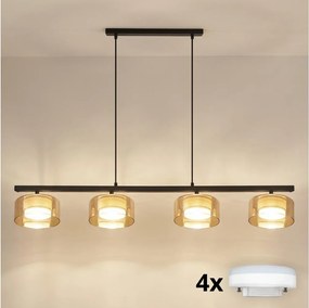 Brilagi - LED Lampadario sospeso su cavo AURA LUX 4xGX53/30W/230V nero/oro