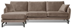Divano angolare in velluto marrone-beige (angolo sinistro) Magic - Scandic
