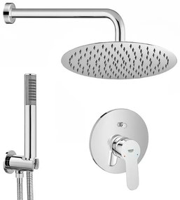 Set doccia tondo con braccio 40 soffione 25 kit doccia e miscelatore cromo Grohe Bauedge