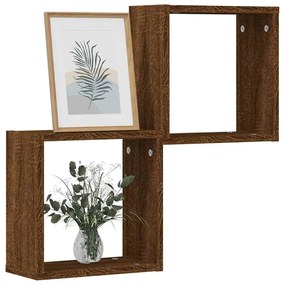 Mensole A Cubo 2 Pz Rovere Marrone 30x15x30 Cm /