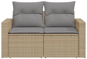Divano da giardino con cuscini a 2 posti beige in polyrattan