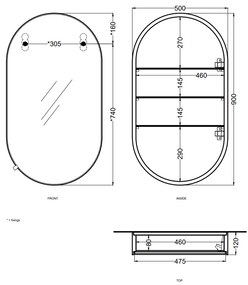 Cielo I Catini Oval Box Specchio 50x90 Contenitore Ovale Con Scocca Laccata In Legno Cemento