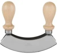 Mezzaluna doppia lama acciaio pomelli legno